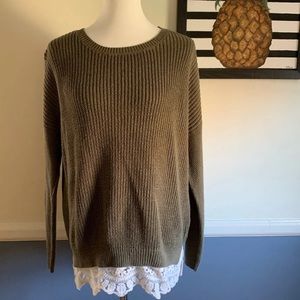 Pins and Needles Crochet Trim Sweater